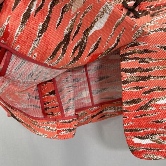 Algo of Switzerland Blazer Jacket Women XL Art To Wear Animal Print Orange Funky - Picture 6 of 13